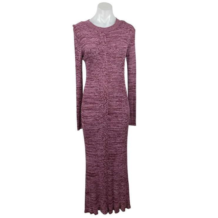 COS Women's Melange Purple Ribbed Knit Long Sleeve Maxi Bodycon Sweater Dress S