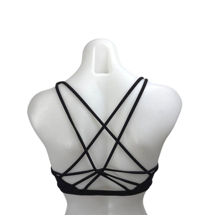 Lululemon Full Freedom Womens Black Strappy Yoga Athletic Sports Bra Crop Top 10