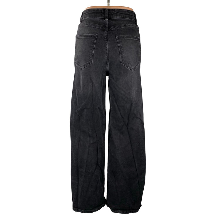 ONLY Women's Black High Waisted Baggy Barrel Flare Wide Leg Denim Jeans Pants 26