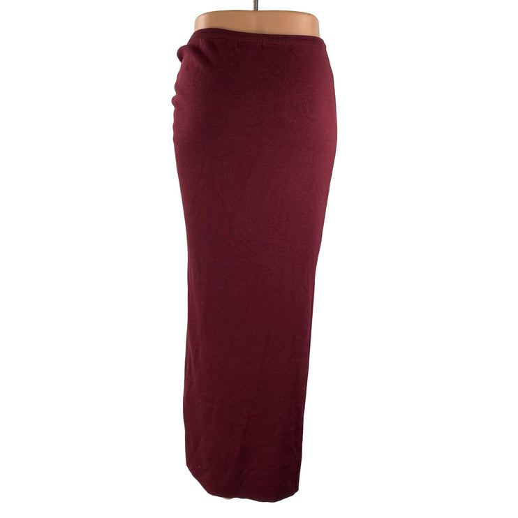 PRETTYLITTLETHING Red Draped High Side Slit Swim Cover Up Maxi Bodycon Skirt S