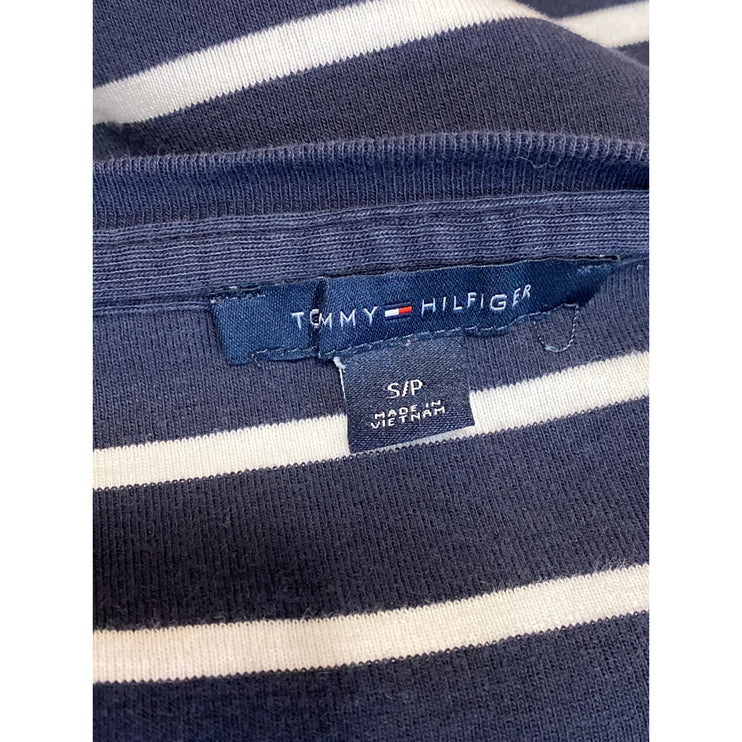 Tommy Hilfiger Women's Navy Blue Striped Logo Long Sleeve T Shirt Tee Top Size S