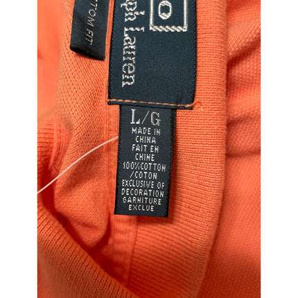 NEW Ralph Lauren POLO Orange Embriodered Logo Short Sleeve Polo Shirt Top Sz L