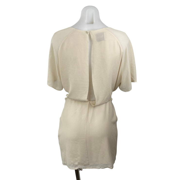 Acne Women's Light Beige Short Sleeve Tie Waist Mini Day Shift T-Shirt Dress 36
