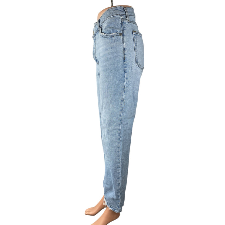 Abercrombie & Fitch The Dad High Rise Blue Light Wash Straight Denim Jeans Sz 26