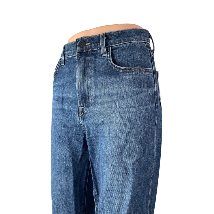 J. Brand Women's Blue Raw Frayed Hem High Rise Straight Denim Jeans Pants Sz 27