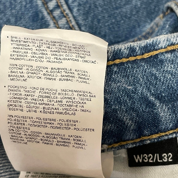 Dickies Mens Blue Medium Wash High Waisted Straight Leg Denim Jeans Pants 32x32