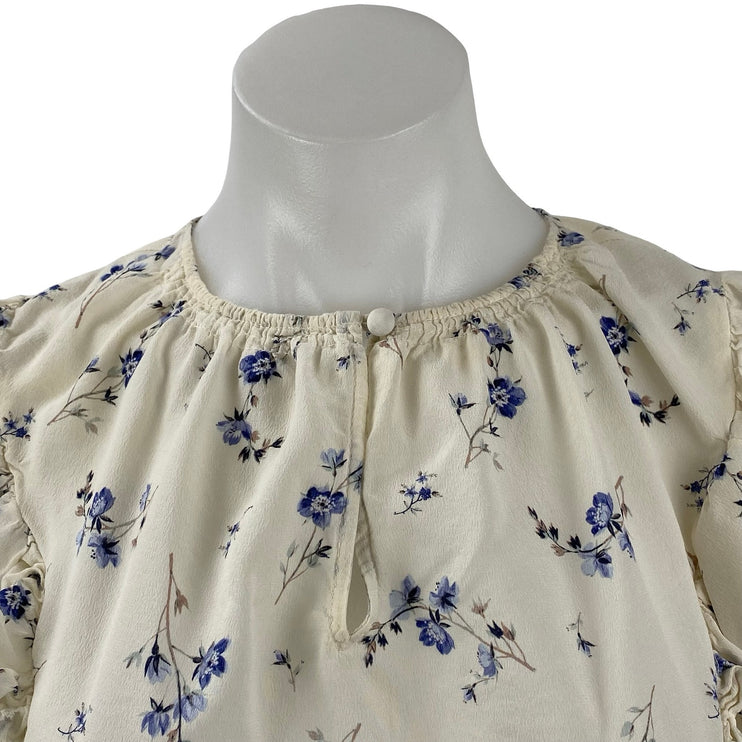Rebecca Taylor Francine 100% Silk Women's Floral Flutter Sleeve Blouse Top Sz 4