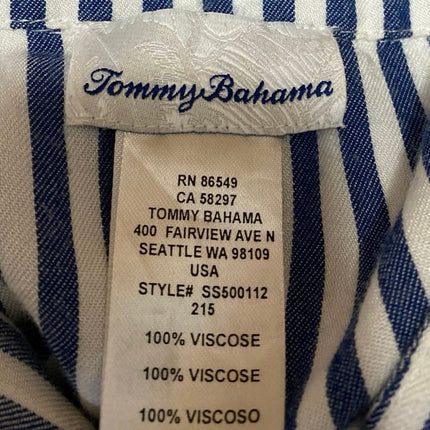 Tommy Bahama Blue White Striped Short Sleeve Tassel Mini Shirt Dress Size S
