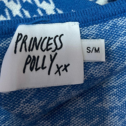 Princess Polly Blue White Houndstooth Sleeveless Cami Camisole Tank Crop Top S/M