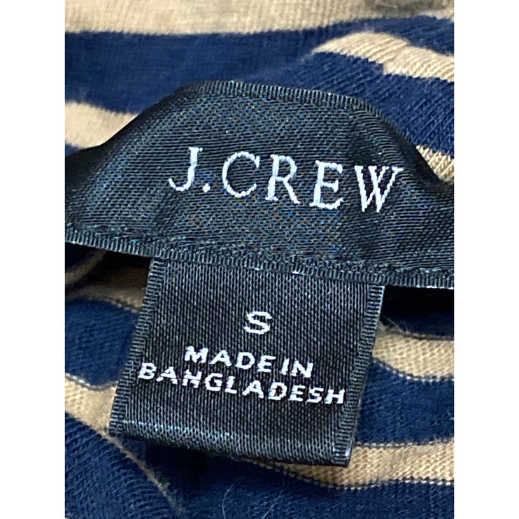 J.Crew Women Blue Beige Striped Turtleneck Long Sleeve Knit Sweater Top Size S
