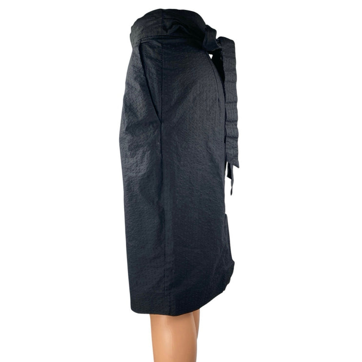 J.Crew Women's Black Pleated Tie Waist Knee Length Straight Pencil Skirt Size 0