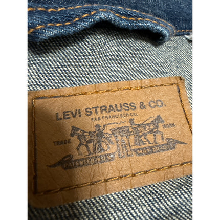 Levi's Blue Dark Wash Distressed Long Sleeve Button Down Denim Jeans Jacket Sz L