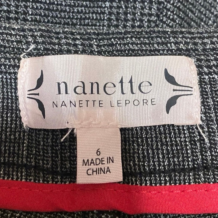 Nanette Lepore Women's Gray Plaid High Waisted Tapered Trousers Pants Size 6