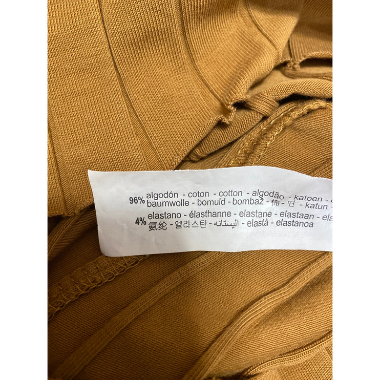 Zara Brown Ribbed Knit Mock Neck Short Sleeve Midi Bodycon Sweater Dress Size M