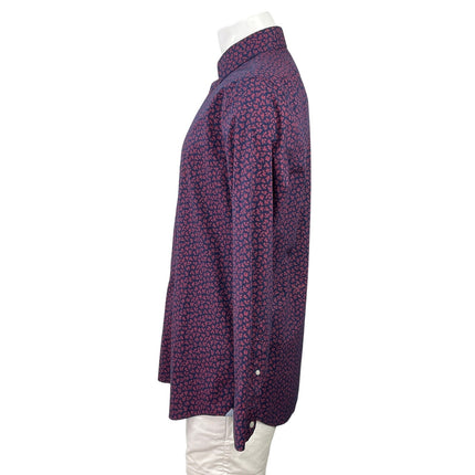 Banana Republic Mens Purple Leaf Non Iron Long Sleeve Slim Button Up Shirt Top L
