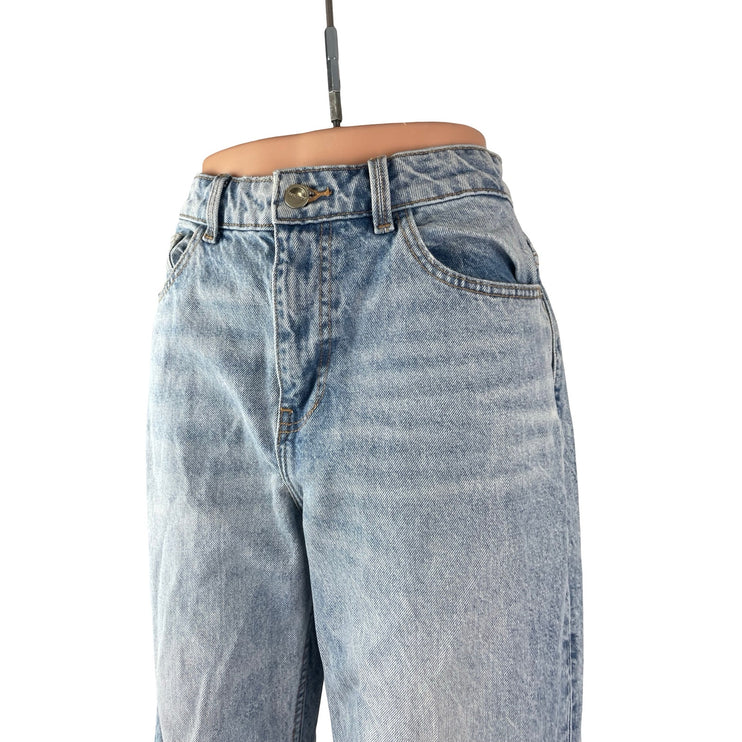 Zara Women's Blue Light Wash High Waisted Wide Leg Baggy Denim Jeans Size 6