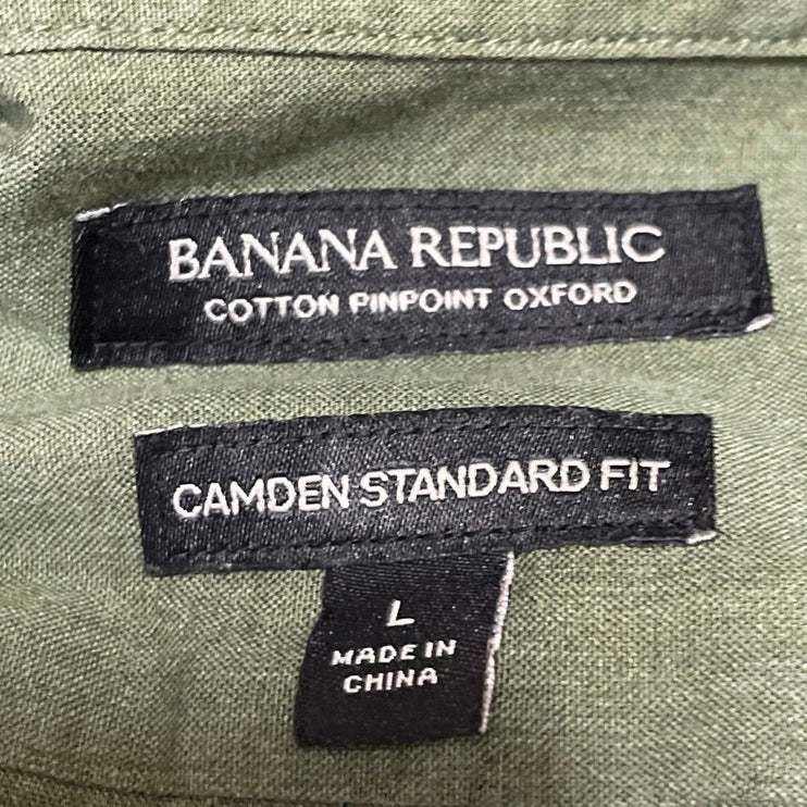 Banana Republic Men Green Camden Standard Oxford Long Sleeve Button Up Shirt L