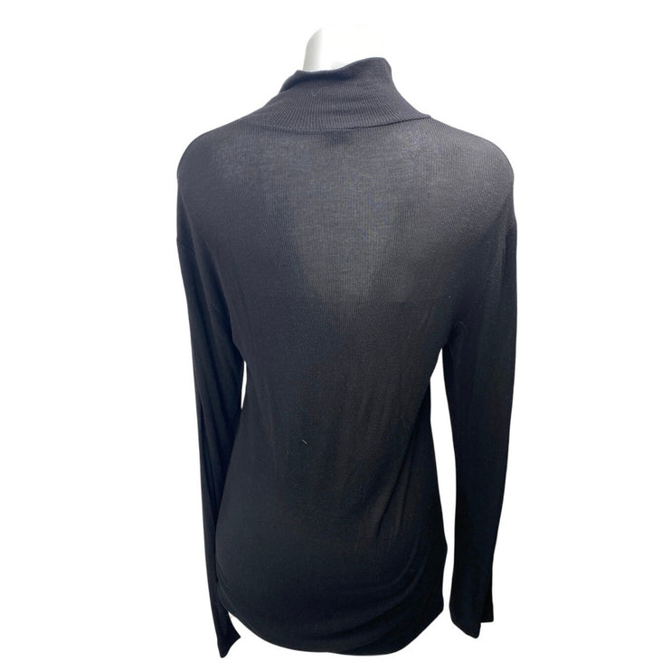 Aritzia Wilfred Women's Black Rib Knit Turleneck Long Sleeve Sweater Top Size L