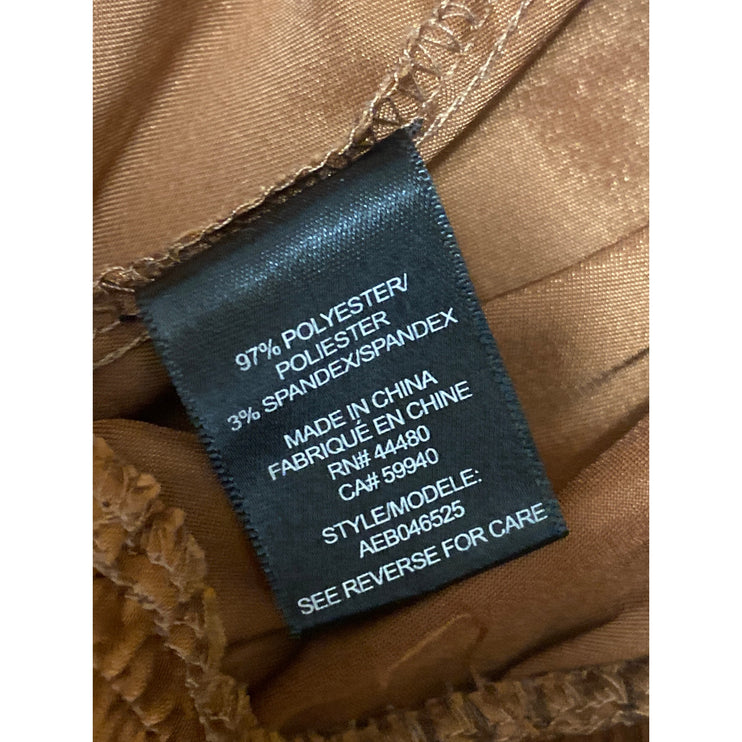 AFRM Womens Brown Silky Satin Elastic Waist Drawstring Wide Leg Trousers Pants M