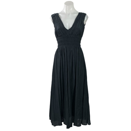 Abercrombie & Fitch Womens Black Sleeveless Smocked Flowy Midi A-line Dress XXSP