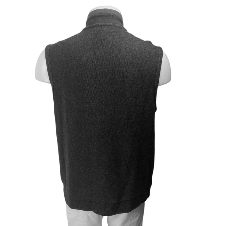 Tasso Elba Men's Black Sleeveless Full Zip Stand Collar Sweater Vest Jacket Sz L