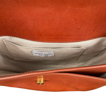 Mansur Gavriel Brandy Orange Brown Vegan Leather Mini Sling Crossbody Saddle Bag