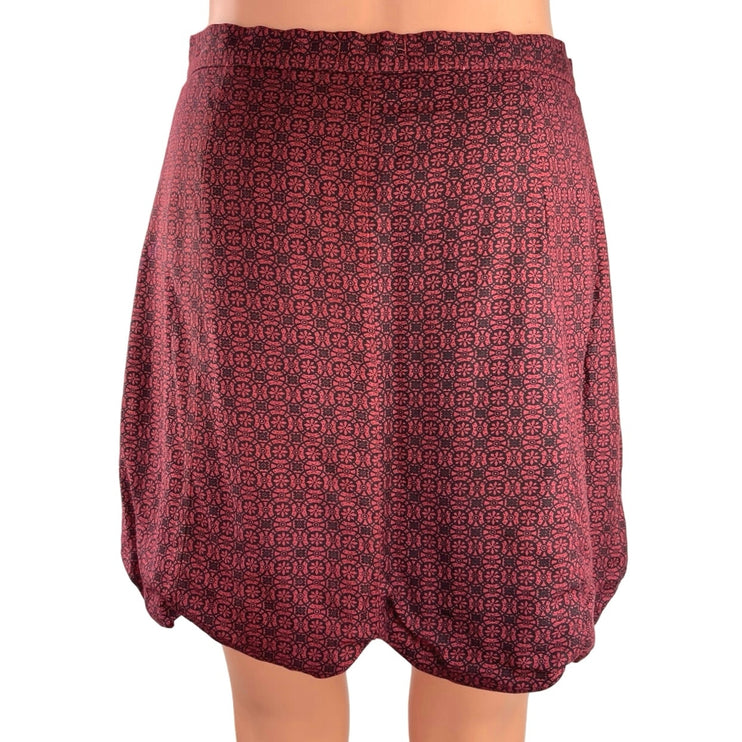 Urban Outfitters Cooperative Red Jacquard Scalloped Hem Button Mini Skirt Sz 6