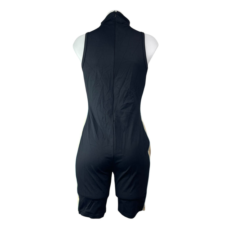 Prince Women's Black Sleeveless Mock Neck Zip Athletic Activewear Romper Size M