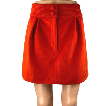 Majorelle Judy Red Orange Pleated High Waist Button Zip Mini A-Line Skirt Size S