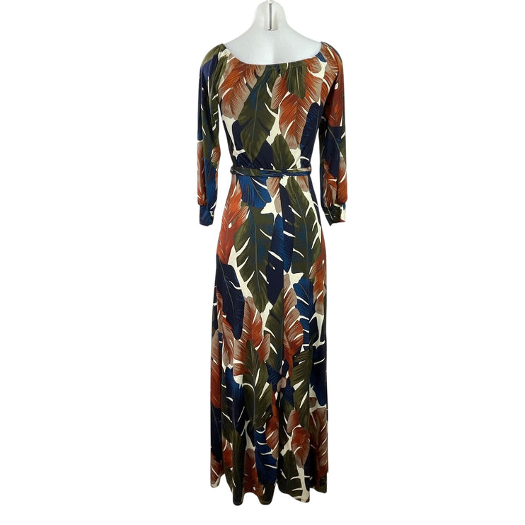 Fashion Nova Night Moves Women's Multicolor Long Sleeves Tropical Maxi Dress XS