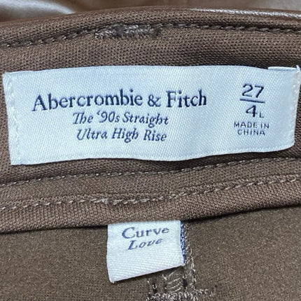 Abercrombie & Fitch 90's Straight Brown Faux Leather Ultra High Rise Pants Sz 27