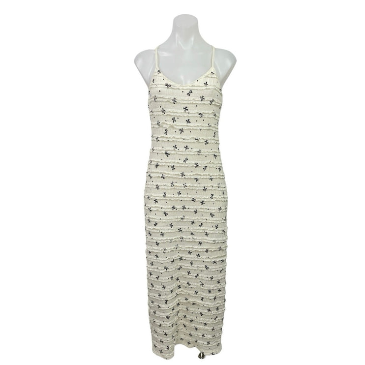 Mure + Grand Charming Bow Ruffle Sleeveless V Neck Maxi Cami Tank Sheath Top M