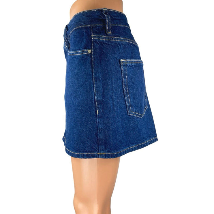 Zara Women's Blue Mid Waist Straight Casual Cotton Mini Denim Jean Skirt Size XS