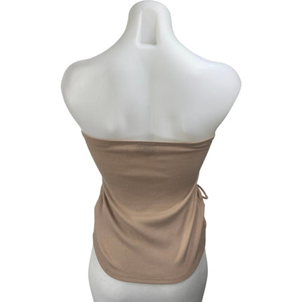 Princess Polly Brown Strapless Sleeveless Ruched Tie Ribbed Tube Tank Top Size 2