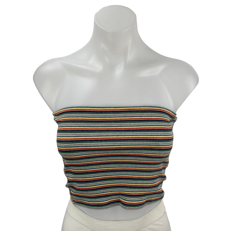 Lot of 2 Brandy Melville Striped Red Multicolor Tube Bandeau Crop Top Size S