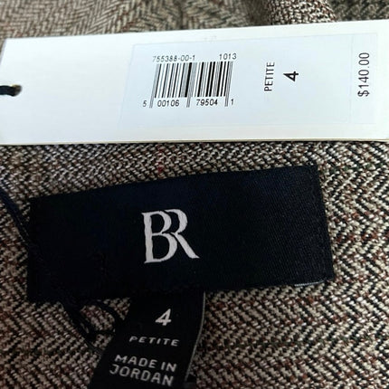 NEW Banana Republic Brown 100% Wool Herringbone High Waist Pencil Mini Skirt 4