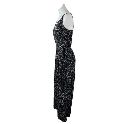 Kaileigh Black White Speckled Dot Sleeveless V Neck Cami Tank Jumpsuit Size S