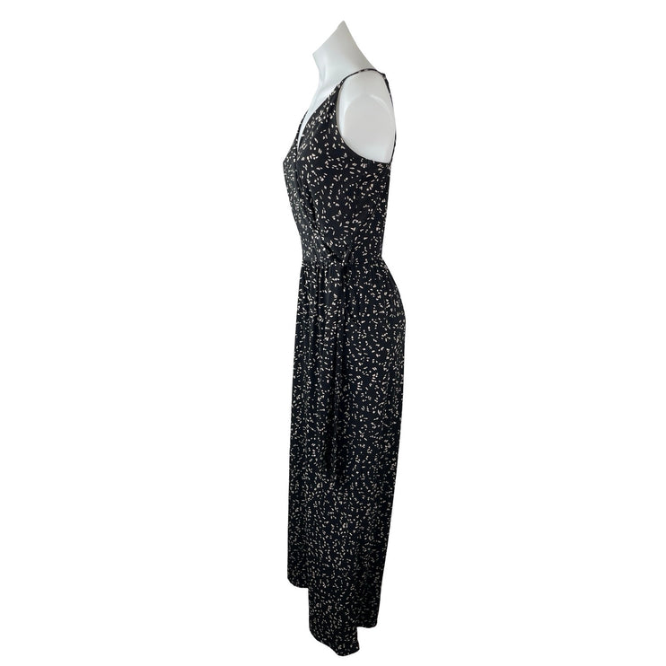 Kaileigh Black White Speckled Dot Sleeveless V Neck Cami Tank Jumpsuit Size S