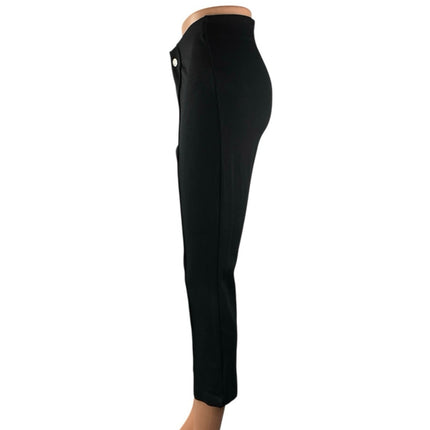 Gap Ponte Capri Women's Black High Rise Pleated Cropped Trousers Pants Sz S Tall