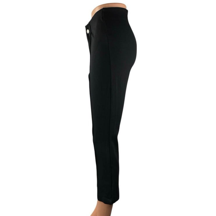 Gap Ponte Capri Women's Black High Rise Pleated Cropped Trousers Pants Sz S Tall