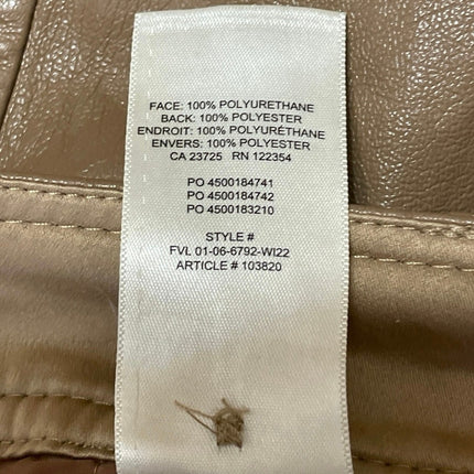 Aritzia Babaton Tan Faux Leather Vegan High Rise Wide Leg Trousers Pants Size 6