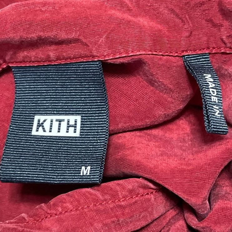 Kith Men's Red Short Sleeve Linen Pocket Casual Button Down Shirt Top Size M