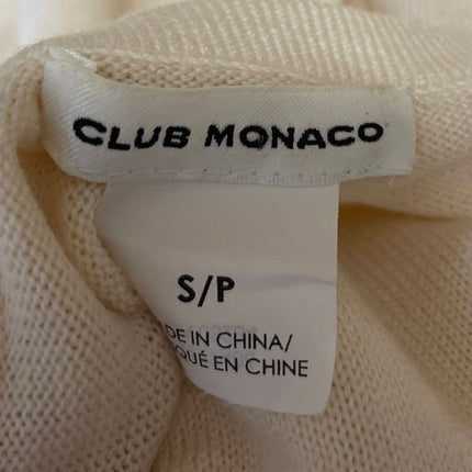 Club Monaco Cream 100% Wool Knit Long Balloon Sleeve Crew Neck Sweater Top Sz S