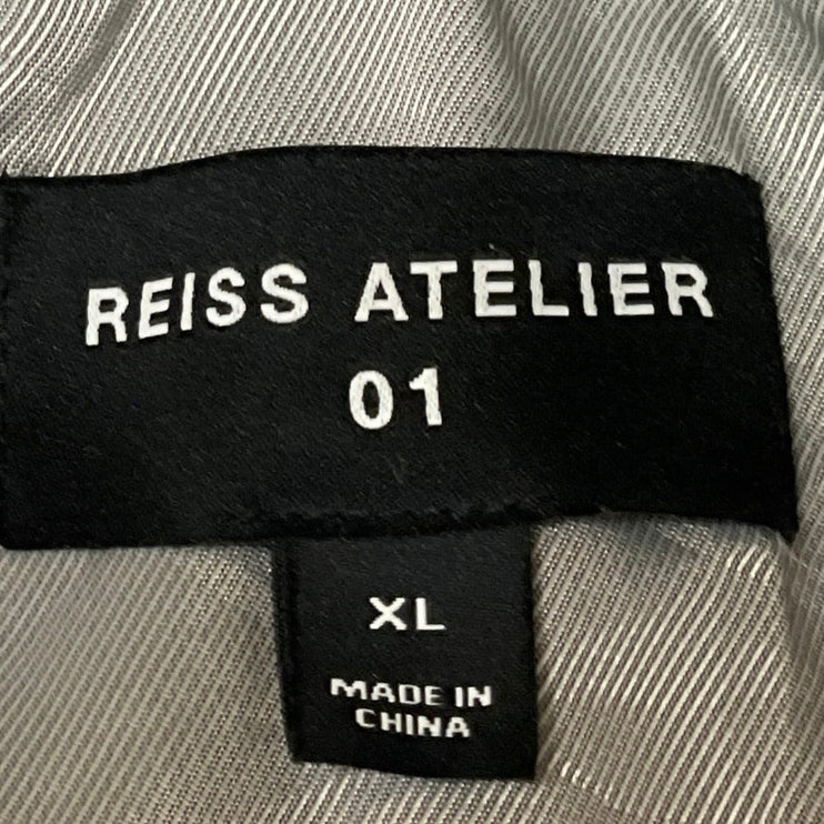 Reiss Atelier Gray Italian Wool Utility Button Down Pocket Shirt Jacket Size XL