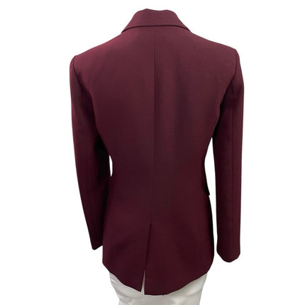Zara Women Red Burgundy Long Sleeve Notch Lapel Blazer Coat Suit Jacket Size XS