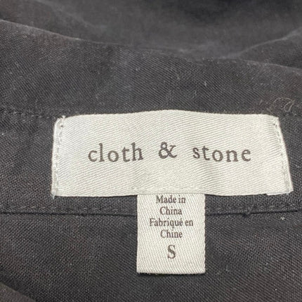 Cloth & Stone Black Collared Short Sleeve Button Down Crop Blouse Shirt Top Sz S