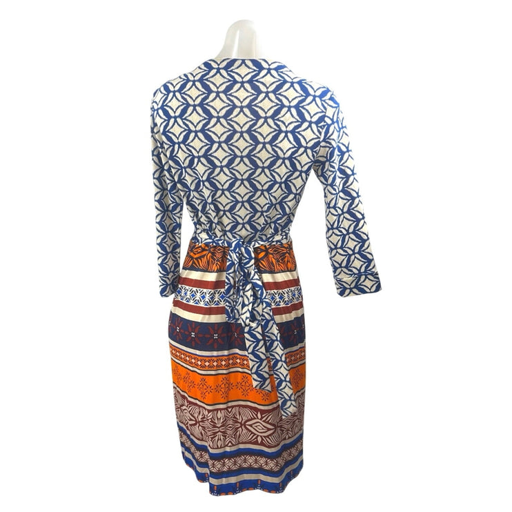 Diane von Furstenberg 100% Silk New Julian Two Desert Band Mini Wrap Dress Sz 6