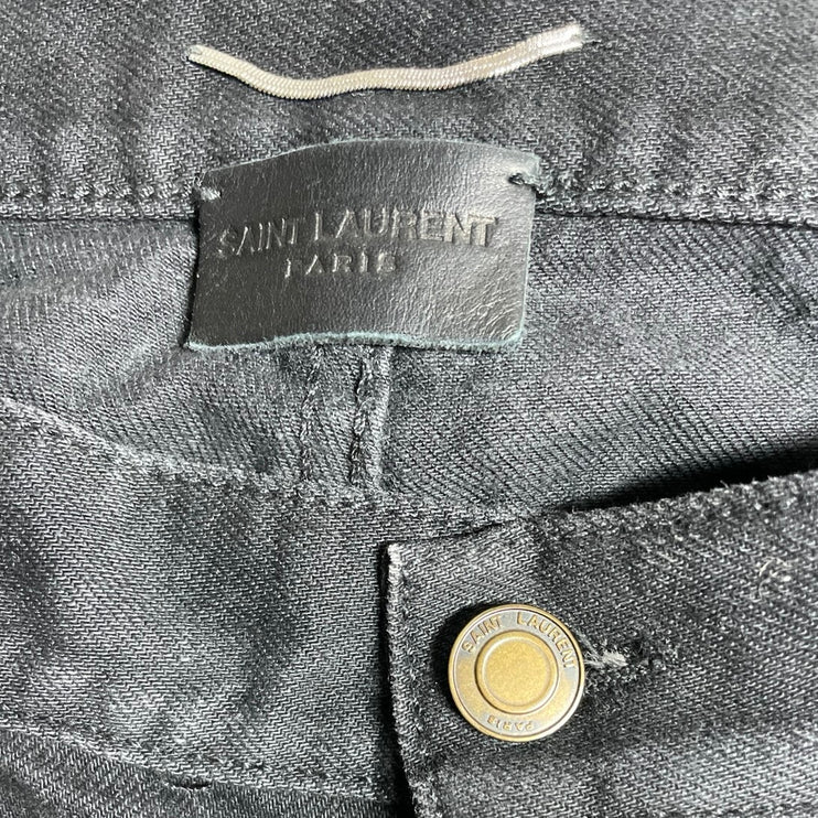 Saint Laurent Men's Black Mid Rise Classic Skinny Tapered Denim Jeans Pants M/L