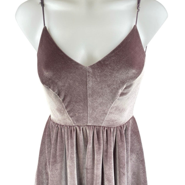 Silence + Noise Purple Velvet Velour Sleeveless Fit & Flare Mini Dress Size XS