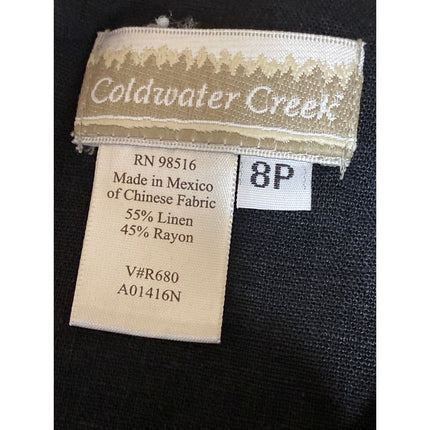 Coldwater Creek Women's Black Linen Sleeveless Tank Mini Shift Dress Size S